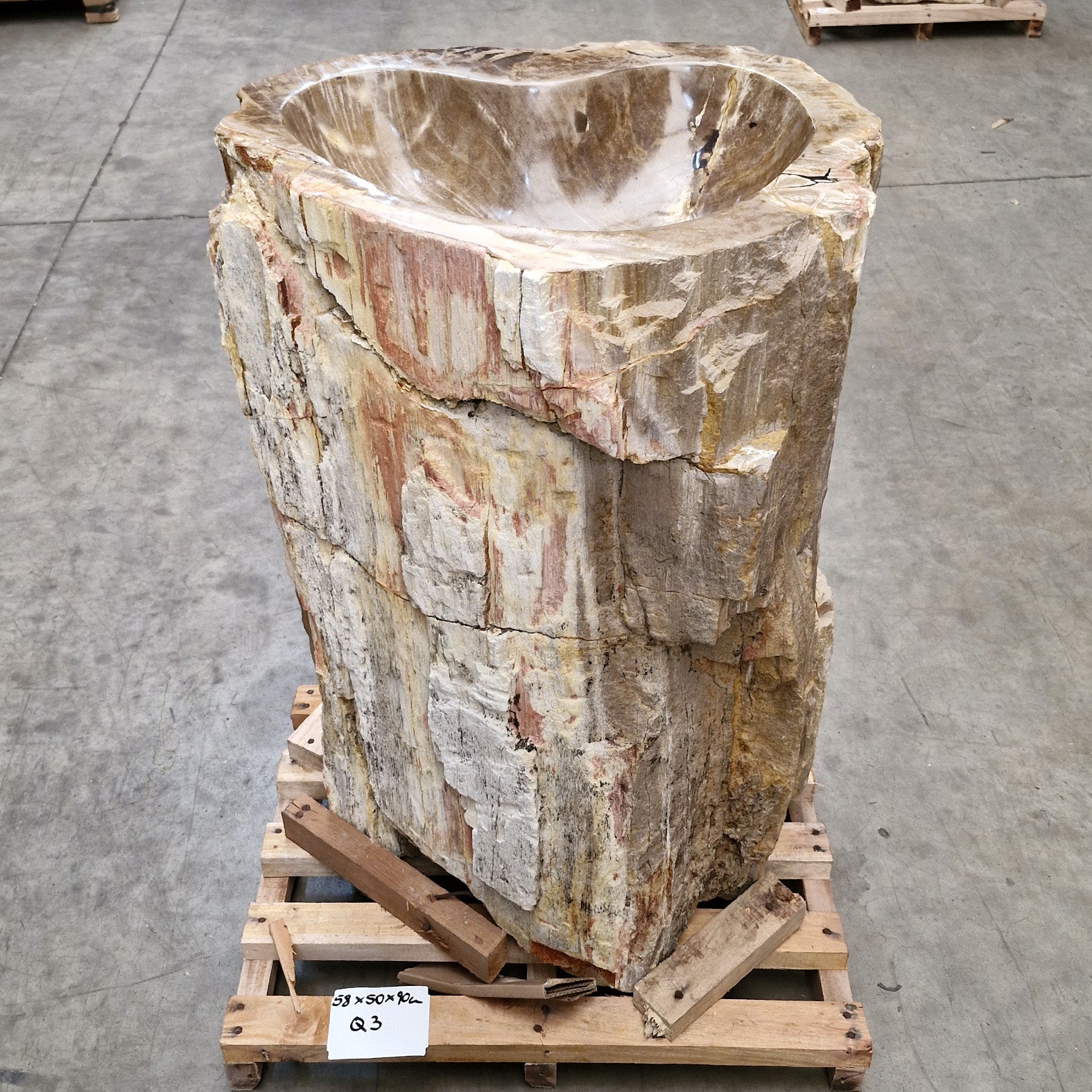 Standwaschbecken Versteinertes Holz | 58 x 50 x 90 cm | Q3 - Badgestaltung