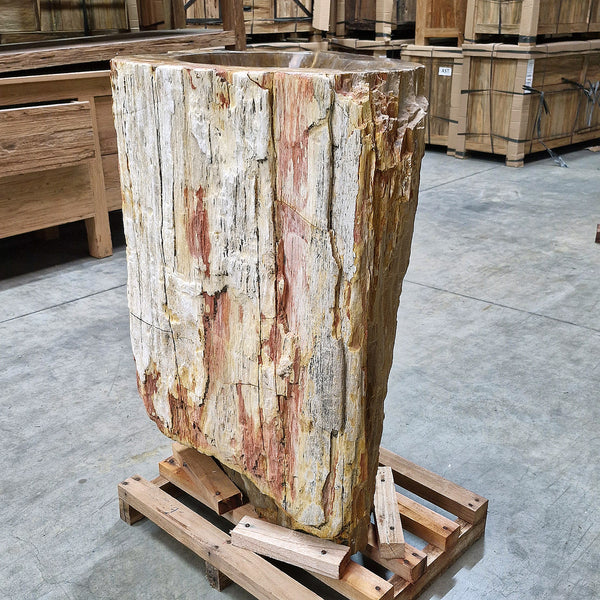 Standwaschbecken Versteinertes Holz | 58 x 44 x 91 cm mit Hahnloch | Q6