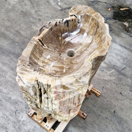 Standwaschbecken Versteinertes Holz | 60 x 39 x 90 cm | Q7 - Badgestaltung