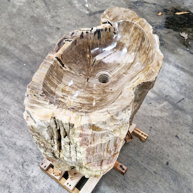 Standwaschbecken Versteinertes Holz | 60 x 39 x 90 cm | Q7 - Badgestaltung
