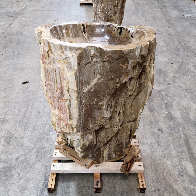 Standwaschbecken Versteinertes Holz | 60 x 39 x 90 cm | Q7 - Badgestaltung