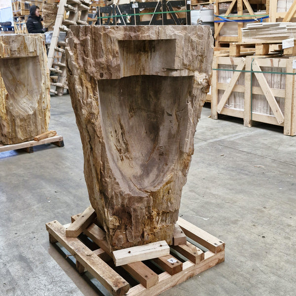 Standwaschbecken Versteinertes Holz | mit Hahnloch | 58 x 46 x 90 cm | Q8