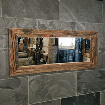 Wandspiegel von Railwood mit rotem Holzrahmen, 160x70 cm, für Badgestaltung, modernes Design, natürliche Holzoptik