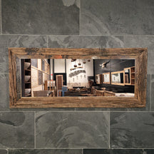 Wandspiegel von Railwood mit rotem Holzrahmen, Badgestaltung, Maße 160x70x4 cm, modernes Design für Badezimmer.