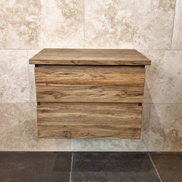 Hängeschrank aus Teakholz | 65x48x44 cm | Zeitloses Badmöbel - Teak - Badgestaltung