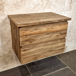 Hängeschrank aus Teakholz | 65x48x44 cm | Zeitloses Badmöbel - Badgestaltung