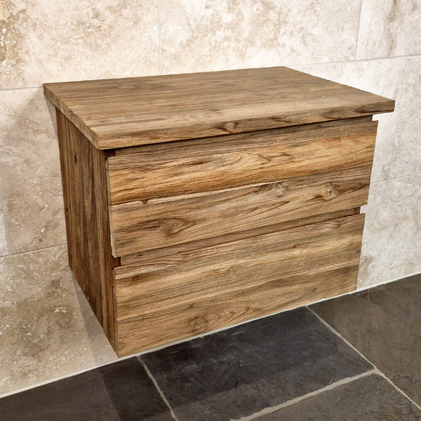 Hängeschrank aus Teakholz | 65x48x44 cm | Zeitloses Badmöbel