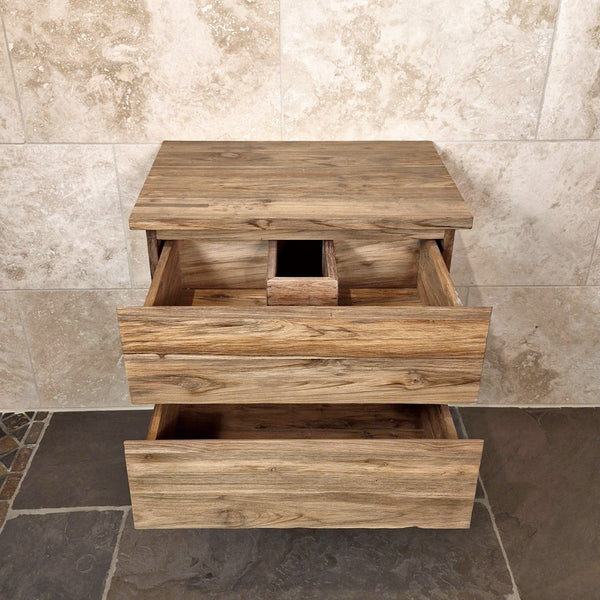 Hängeschrank aus Teakholz | 65x48x44 cm | Zeitloses Badmöbel