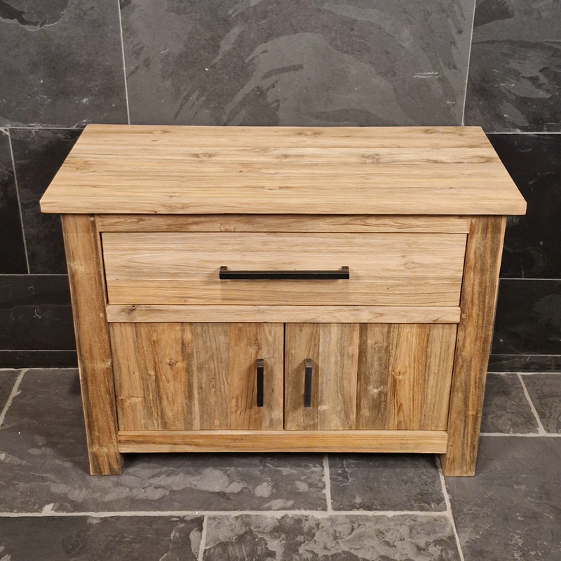 Unterschrank aus Teakholz | Naturmaterial für das Badezimmer - 106 x 50 x 80 cm - Badgestaltung