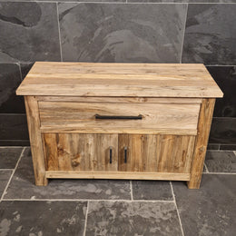 Unterschrank aus Teakholz | Naturmaterial für das Badezimmer - 126 x 50 x 80 cm - Badgestaltung