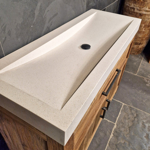 Badezimmermöbel mit Waschtisch | Teakholz natur, handgefertigt