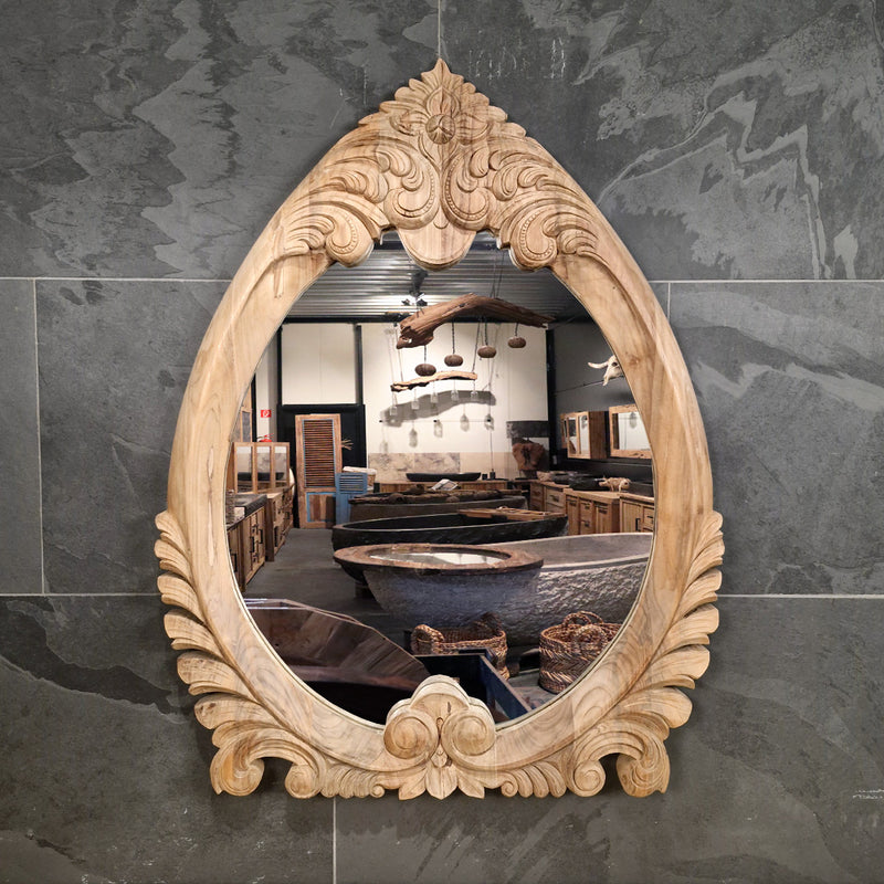 Wandspiegel Badspiegel | S 1-7 | Recyceltes Teakholz | Verschiedene Größen - Sample 7 - 80 x 104 x 6 cm - Badgestaltung