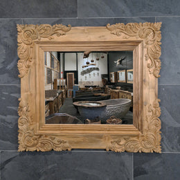 Wandspiegel Badspiegel | S 1-7 | Recyceltes Teakholz | Verschiedene Größen - Sample 4 - 95 x 85 x 3 cm - Badgestaltung