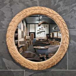 Wandspiegel Badspiegel | S 1-7 | Recyceltes Teakholz | Verschiedene Größen - Sample 5 - Ø 70 x 5 cm - Badgestaltung