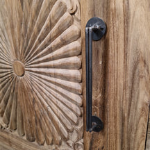Unterschrank mit Carving-Blumenmuster aus recyceltem Teakholz, Badgestaltung, von Sample Carving Flower, 186x55x80cm