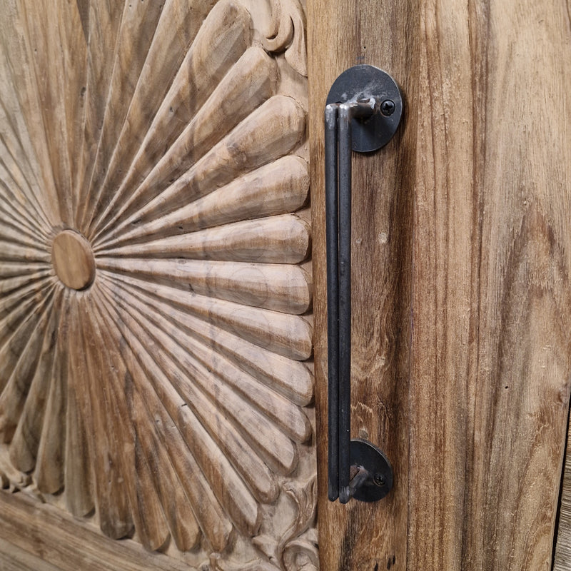 Sample Unterschrank mit Carving Blumen | Recyceltes Teakholz | Sample Flower - Badgestaltung