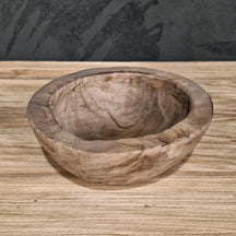 Deko-Schale aus Teakholz in verschiedenen Größen, ideal für Badgestaltung, mit natürlichen Holzmaserungen und handgefertigtem Design