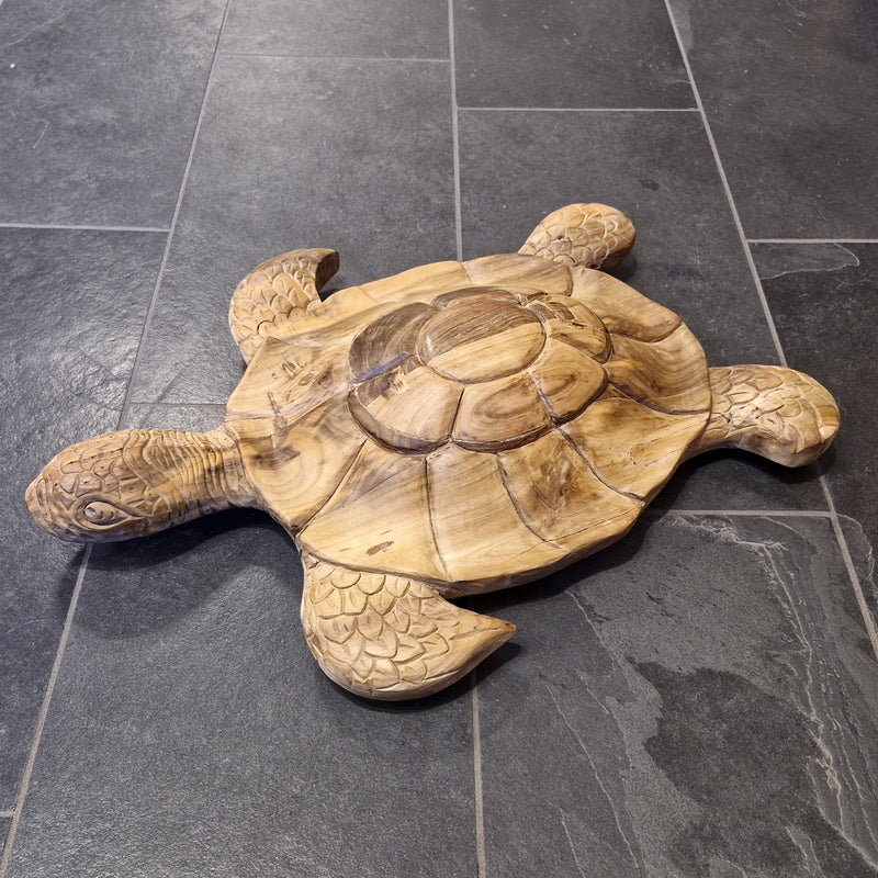Liegende Schildkröte Groß | Recyceltem Teakholz |