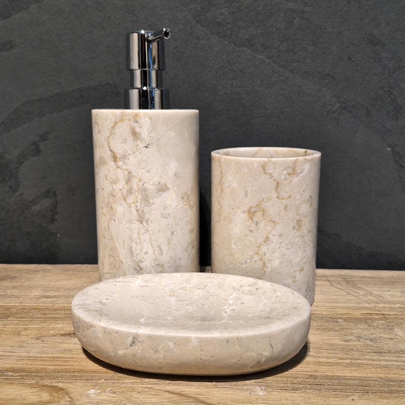 Beiger Marmor | Gerade | 3-teiliges Set - Badgestaltung