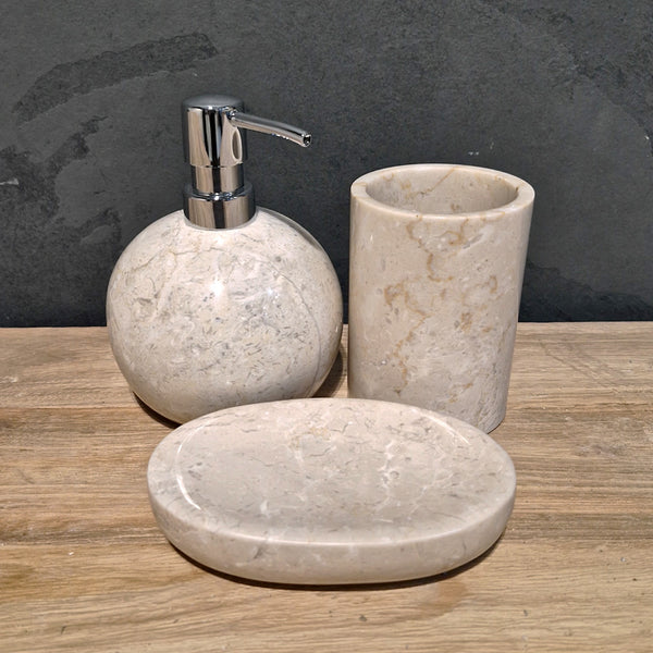 Beiger Marmor | Rund | 3-teiliges Set