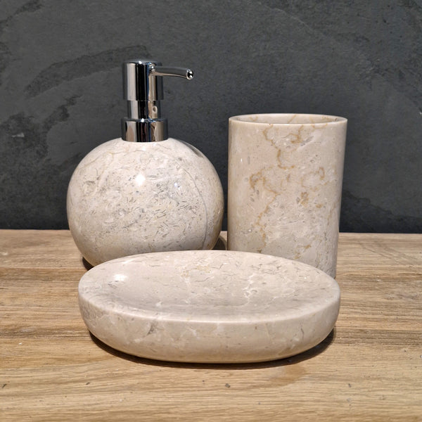 Beiger Marmor | Rund | 3-teiliges Set