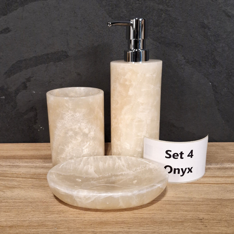 Beiger Onyx | Gerade | 3-teiliges Set - Set 4 - Badgestaltung