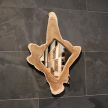 Badspiegel aus recyceltem Teakholz, rechteckig, 56x82cm, Wandspiegel für Badezimmer, Baumstumpf Marke