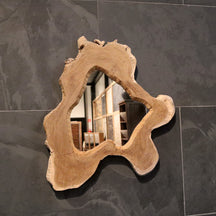 Wandspiegel Badspiegel aus recyceltem Teakholz, rechteckig, Maße 53x59 cm, Teil der Baumstumpf Badgestaltung Kollektion