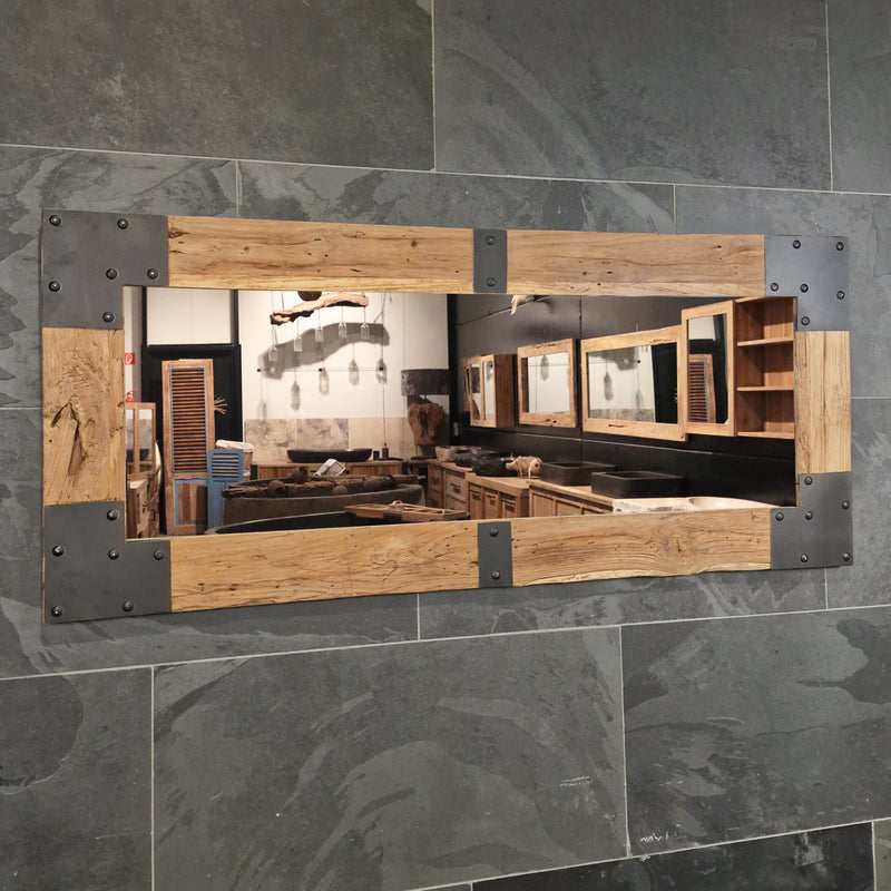 Wandspiegel Badspiegel | S 1-11 | Recyceltes Teakholz | Verschiedene Größen - Sample 1 - 160 x 70 x 4 cm - Badgestaltung