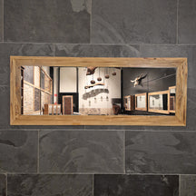 Recycelter Teakholz-Badspiegel in Unikat-Design, STANDARD, mit verschiedenen Größen, elegantes Badezimmer-Accessoire, natürliche Optik