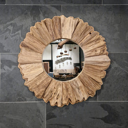 Wandspiegel Badspiegel | G 1-3 | Recyceltes Teakholz | Verschiedene Größen - G2 - R 85 x 6 - Badgestaltung