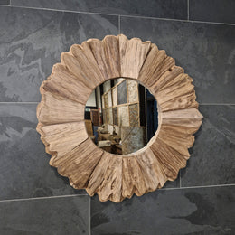 Wandspiegel Badspiegel | G 1-3 | Recyceltes Teakholz | Verschiedene Größen - G2 - R 85 x 6 - Badgestaltung
