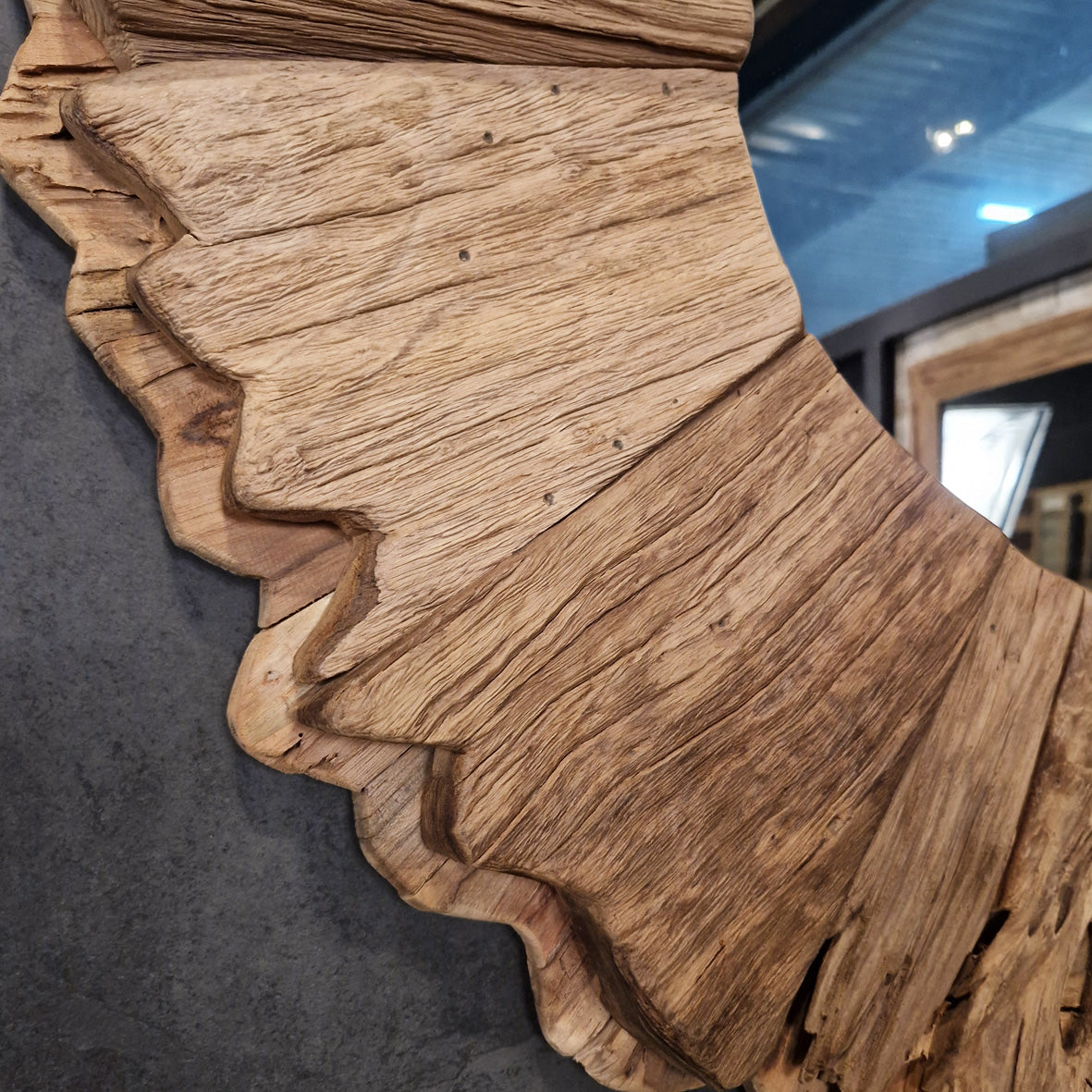 Wandspiegel Badspiegel aus recyceltem Teakholz, quadratisch, mit Blumenmuster, verschiedene Größen, für moderne Badgestaltung