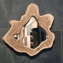 Recycelter Wandspiegel aus Teakholz, Badspiegel Nr. 3-24, in verschiedenen Größen, für stilvolle Badgestaltung von Baumstumpf