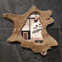 Wandspiegel Badspiegel | F 1-10 | Baumscheibe | Verschiedene Größen - F4 - 59 x 62 x 4 cm - Badgestaltung