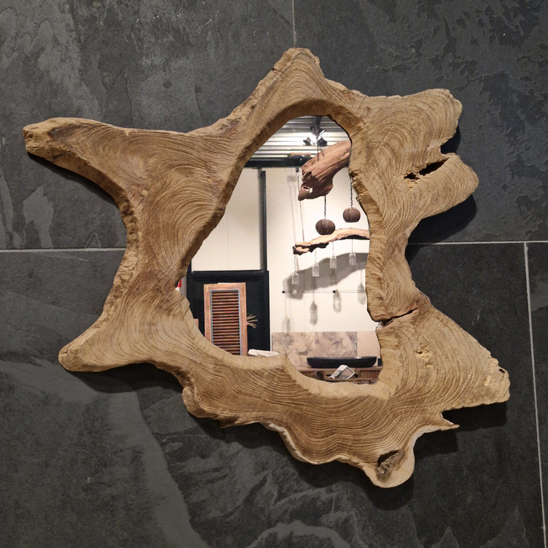 Wandspiegel Badspiegel | F 1-10 | Baumscheibe | Verschiedene Größen - F4 - 59 x 62 x 4 cm - Badgestaltung
