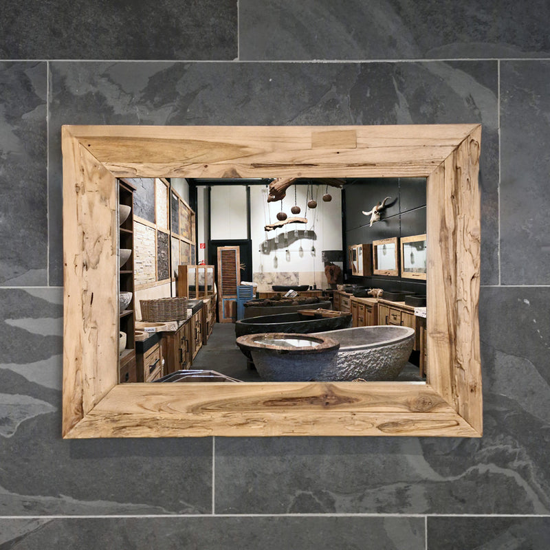 Badspiegel | Recyceltes Teakholz | Unikat | Verschiedene Größen - 100 x 70 cm - Badgestaltung