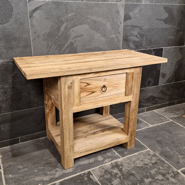 Onderkast van teakhout | Badkamermeubel in natuurlijke stijl | Model 1-4