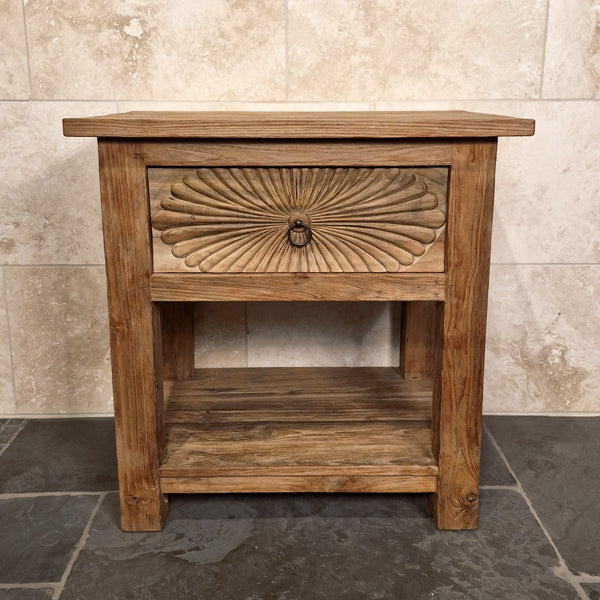 Unterschrank mit Carving Schublade | Recyceltes Teakholz | Sulawesi 1