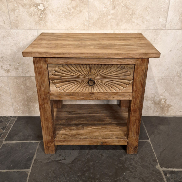 Unterschrank mit Carving Schublade | Recyceltes Teakholz | Sulawesi 1