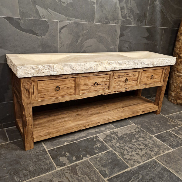 Teak badkamermeubel met wastafel | Duurzaam en uniek | Model 4