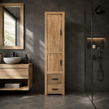 Teakhouten hoge kast voor badkamer | Natuurlijk en robuust | Model 6