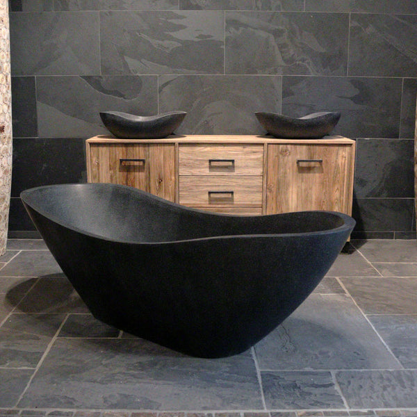 THALASA Terrazzo Badewanne freistehend Schwarz