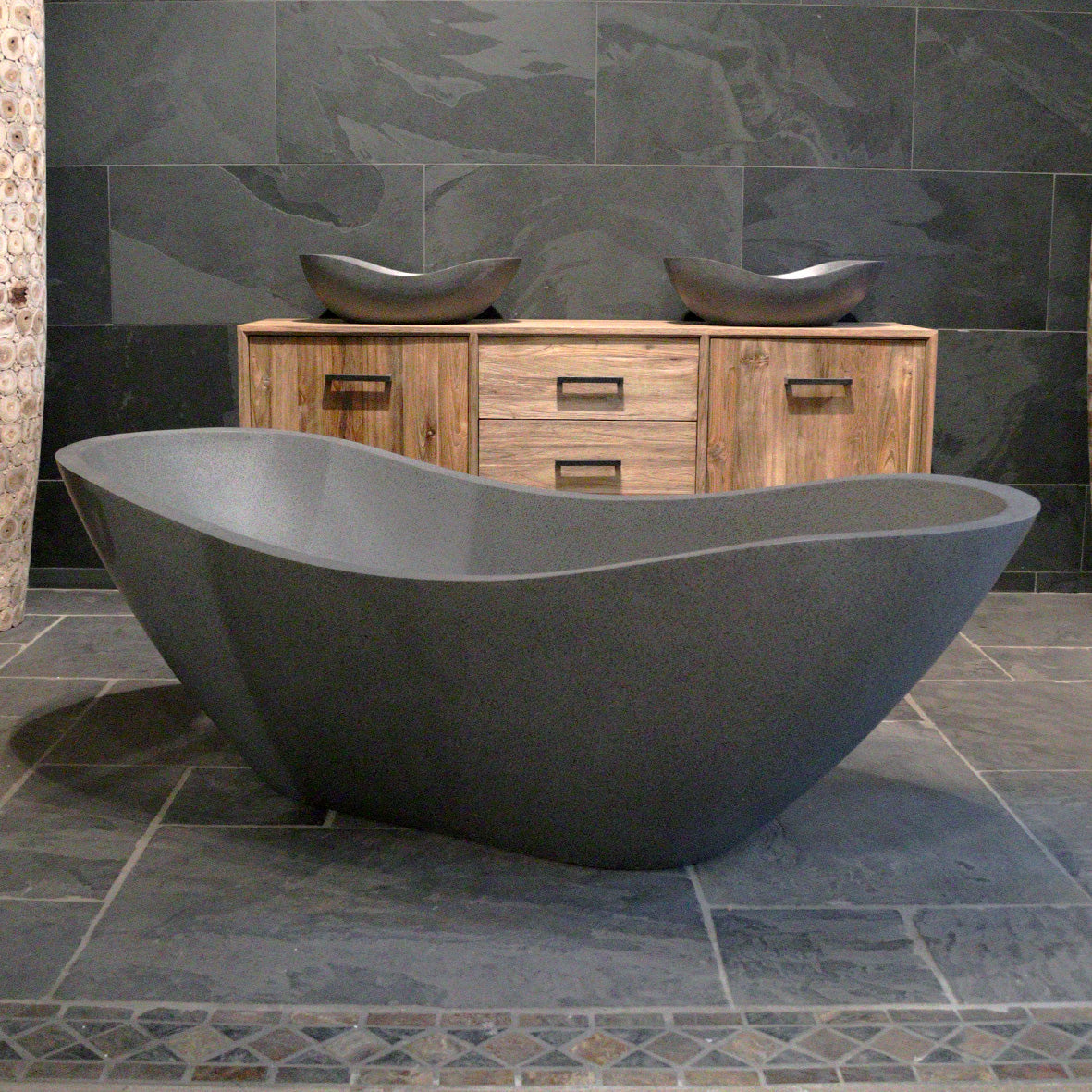 TERRASSO vrijstaand bad grijs 180 x 80 x 50-60 cm