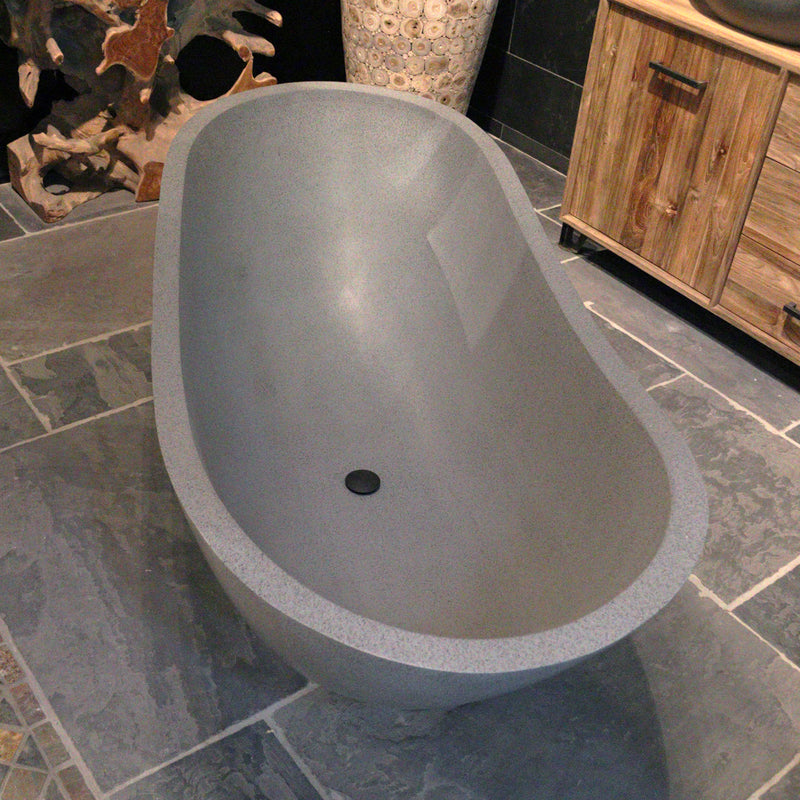 THALASA Terrazzo Badewanne freistehend Grau 180 x 80 x 50-60 cm