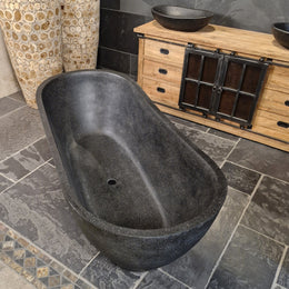 Badewanne freistehend | Terrazzo, schwarz | 180 x 80 x 58 | 6
