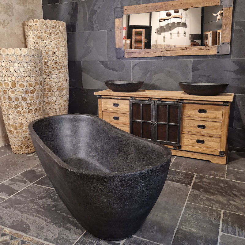 Badewanne freistehend | Terrazzo, schwarz | 180 x 80 x 58 | 7