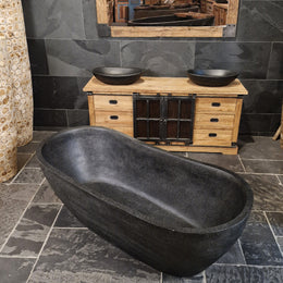 Badewanne freistehend | Terrazzo, schwarz | 180 x 80 x 58 | 8