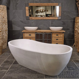 Badewanne freistehend | Terrazzo, gebrochenes Weiß
