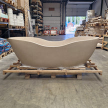 Freistehende Badewanne Thalassa Thalassa mit Terrazzo-Creme-Design, 200x90 cm, elegante Badgestaltung für modernes Badezimmer